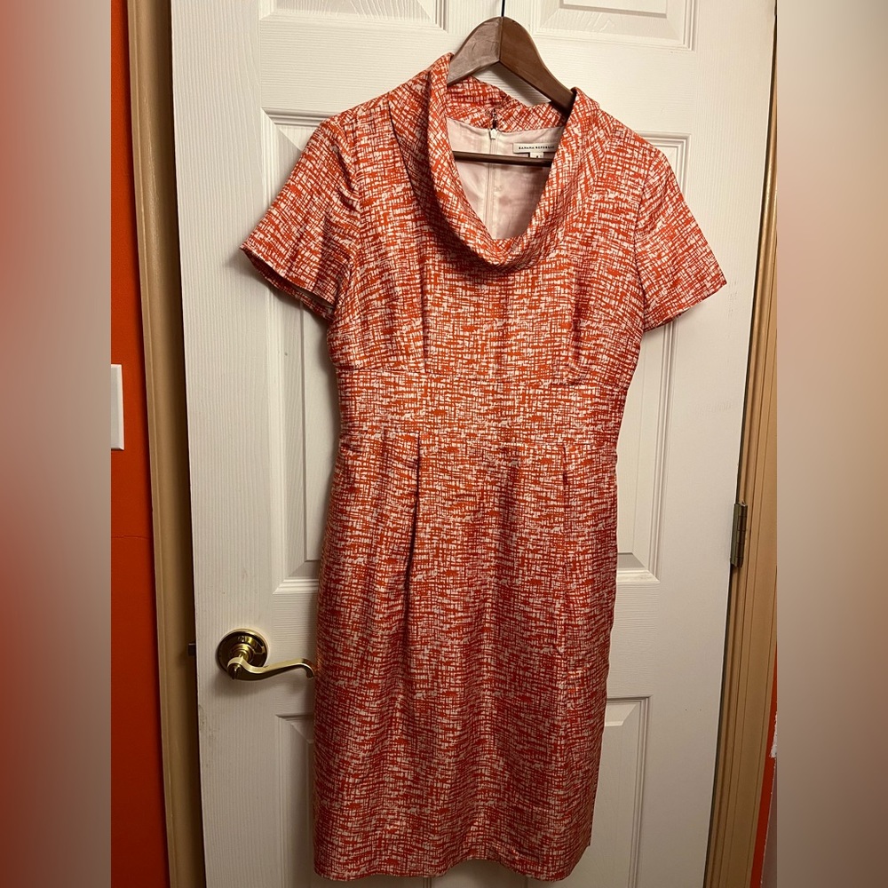 BR - Beautiful orange retro style ladies Sunday dress.